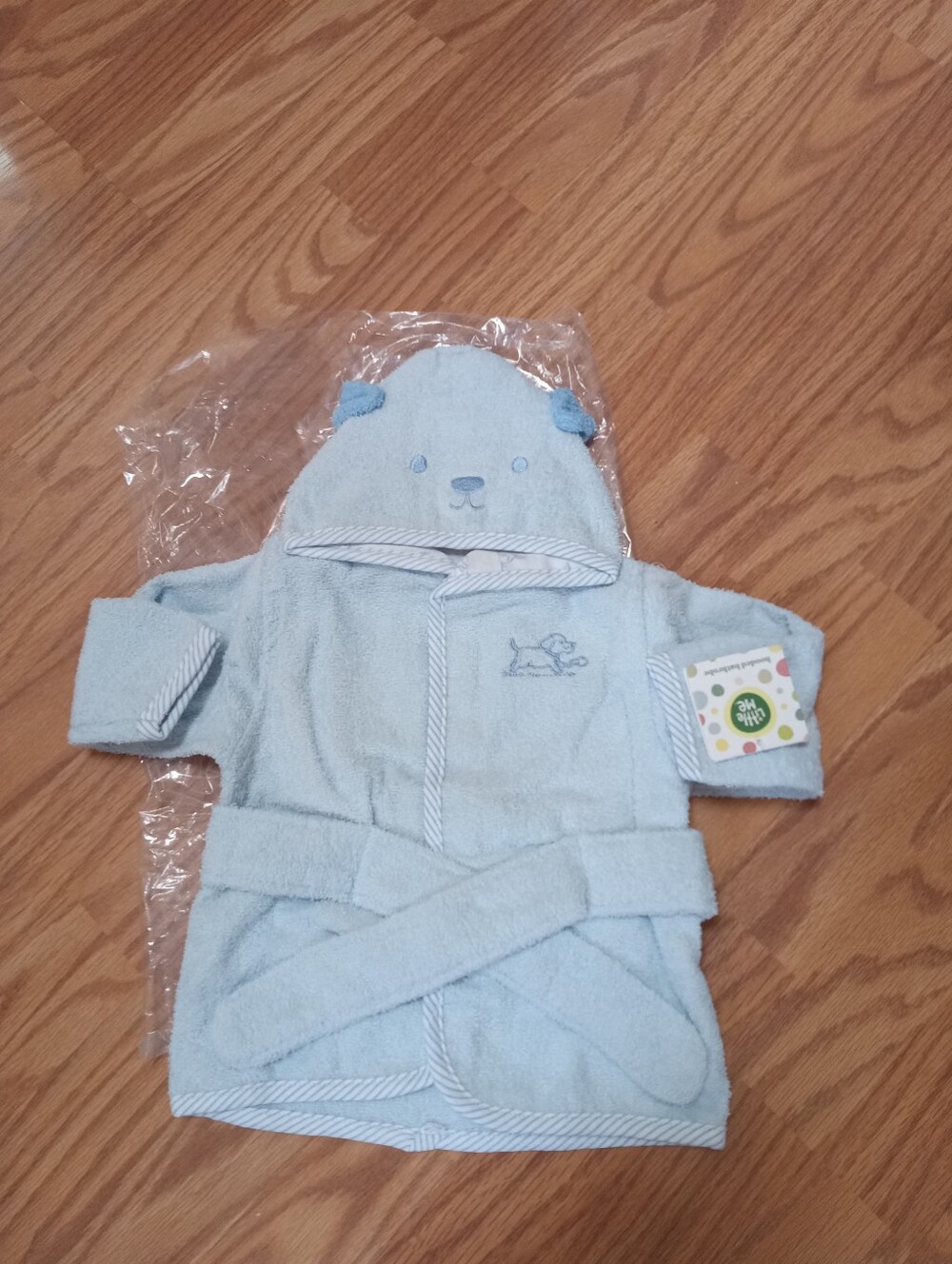 Little Me Boutique Blue Boys Hooded Bath Robe Nwt 0-9 Months